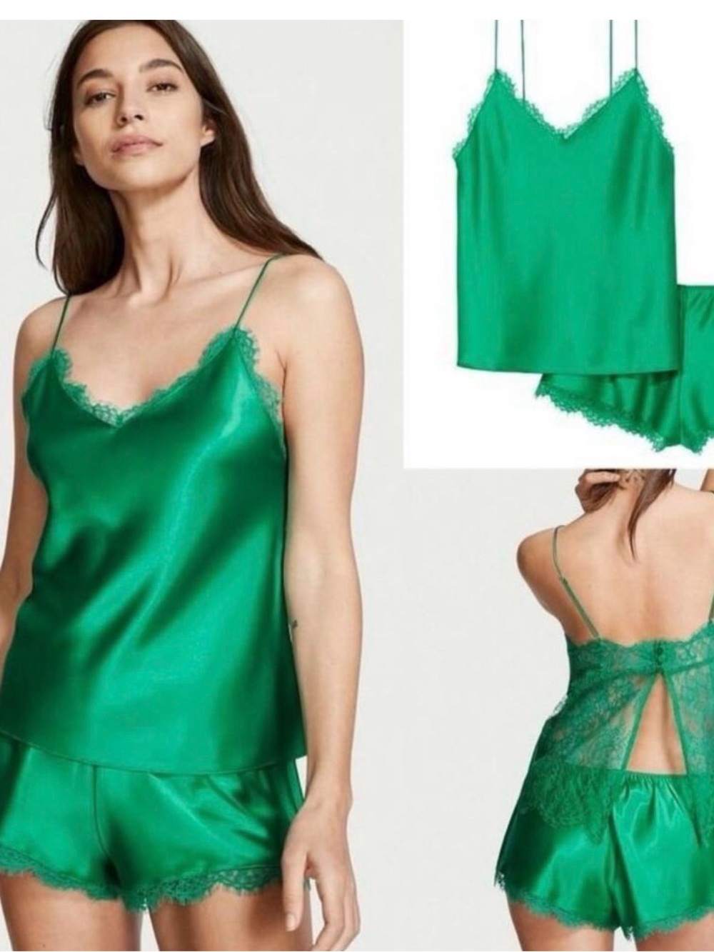 Victoria's Secret Satin Cami & Short Set - Teal Green